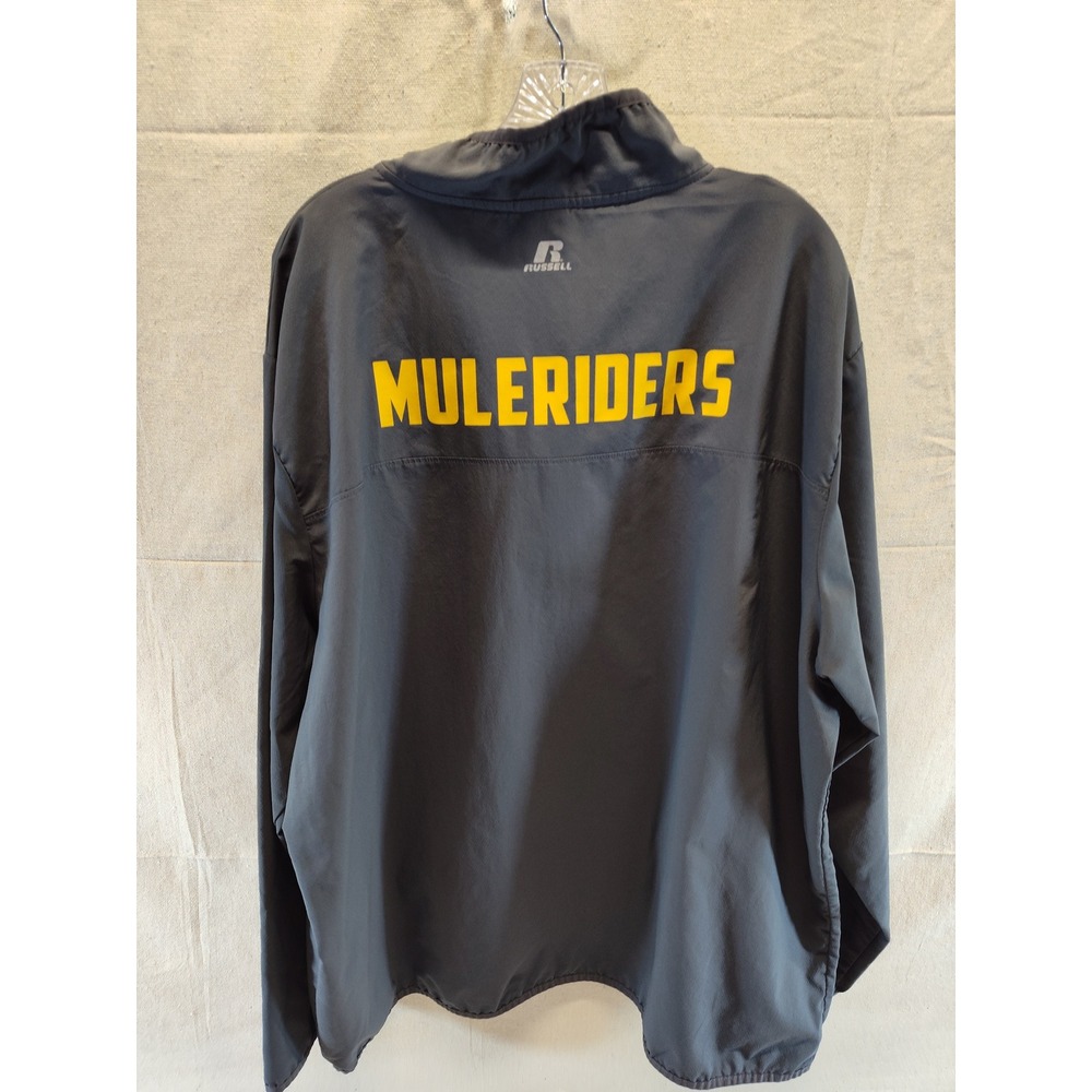 Russell Athletic SAU Muleriders 1/4 Zip Windbreaker Gray XXL Southern Arkansas - Picture 4 of 6